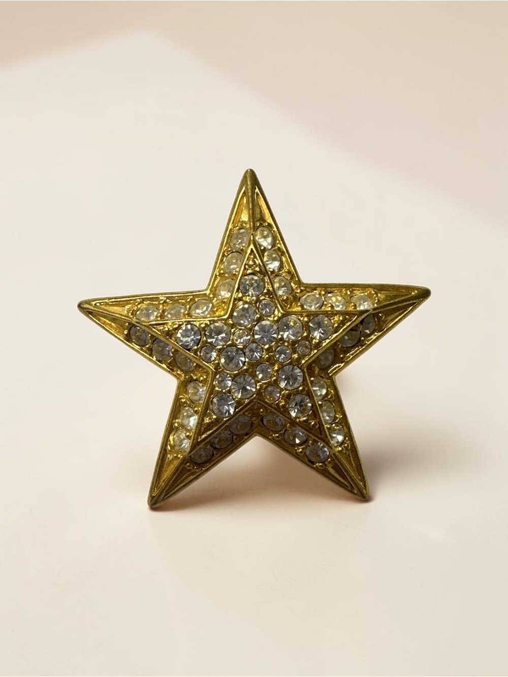 Joan Rivers Gold Star Brooch with Clear Crystals